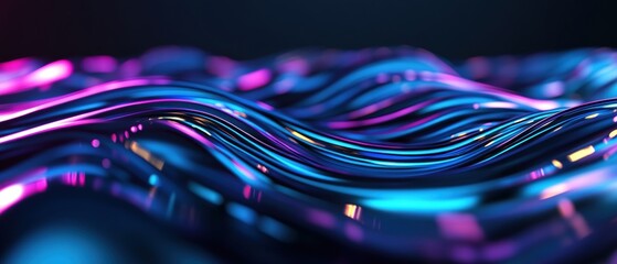 Fototapete - Abstract 3d background with blue and pink lines for creative visual projects and designs