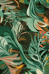 Poster - Abstract art background creative leaves and botanical line art wallpaper brush style painting for postcard wall decor print card wallpaper background vector design