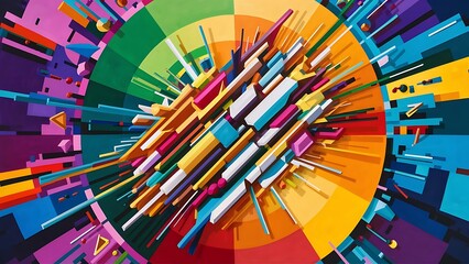 Poster - Abstract colorful geometric composition multicolored circle background