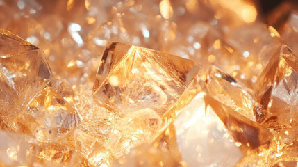 Poster - Radiant gold light reflecting on ice crystals for luxurious background design