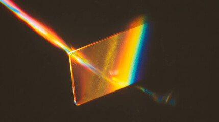 Poster - Vibrant light refraction through prism creating golden spectrum background