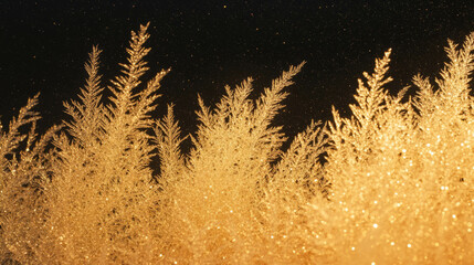 Poster - Enchanting golden frost-covered spiderweb background for winter design inspiration