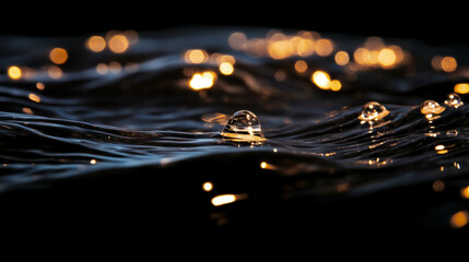 Poster - Golden light reflections on water surface creating an ethereal evening scene