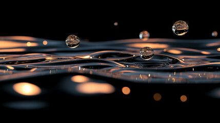 Poster - Mesmerizing golden light reflection on water surface for abstract design concepts