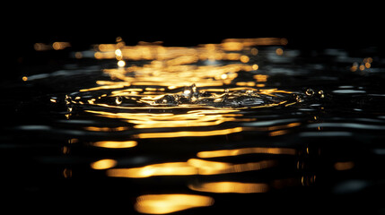 Poster - Golden reflections on water surface creating a serene atmosphere