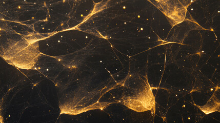 Poster - Ethereal golden spiderweb weave with delicate illuminations for elegant design