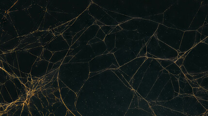 Poster - Intricate golden spiderweb on dark background for elegant design and seasonal décor