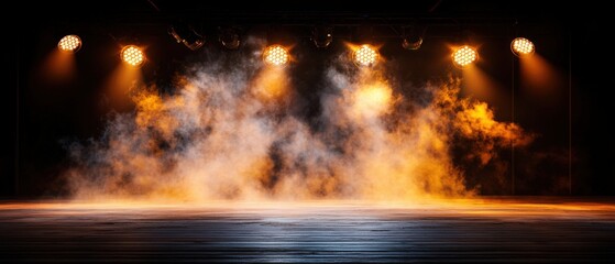 Poster - Stage with smoke effects and lighting during a live performance or concert event