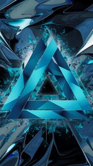 Leinwandbilder - Blue triangle overlap abstract background
