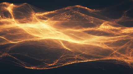Poster - Enchanting golden spiderweb background with soft atmospheric texture for elegant designs