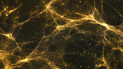 Poster - Abstract golden spiderweb background with soft glowing strands