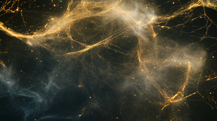 Poster - Enchanting golden spiderweb background with soft ethereal glow for design and decor