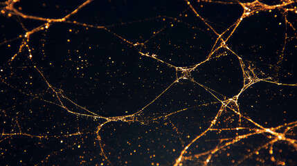 Poster - Abstract background of golden spiderweb with glittering dust particles for elegant design