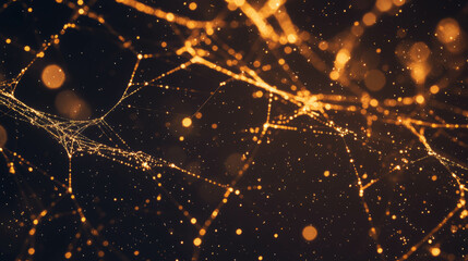 Poster - Enchanting golden spiderweb with sparkling lights for halloween design