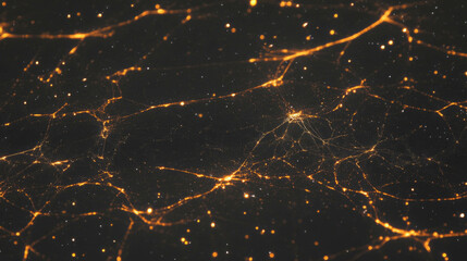 Poster - Mystical golden spiderweb illuminated by firelight for atmospheric design