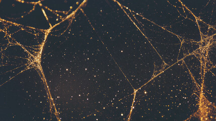 Aufkleber - Enchanting golden spiderweb with glittering highlights for elegant design