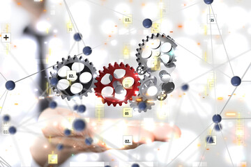 Poster - gear Technology background. Big data concept