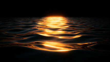 Aufkleber - Golden sunlight reflecting on tranquil water at sunset for background design
