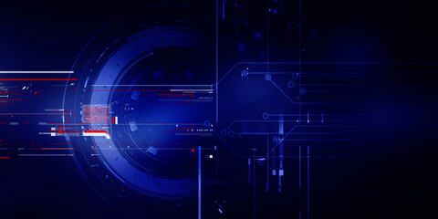 Poster - 2d illustration abstract futuristic electronic circuit technology background