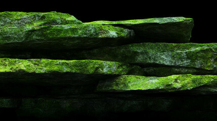 Poster - Natural green stone wall texture with vibrant moss for eco-friendly design projects