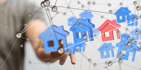 Poster - home choice Big data and artificial intelligence concept. Machine learning and cyber mind domination