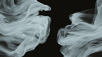 Poster - Abstract grey ink wash brushstrokes in soft flowing patterns for creative design