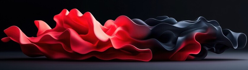Poster - Red and black abstract sculpture on dark background with artistic lighting and shadows