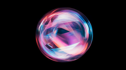 Poster - Vibrant holographic bubble on dark background for digital design