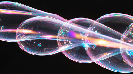 Poster - Holographic bubbles with swirling patterns against black background