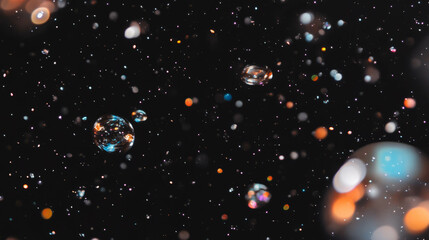 Poster - Ethereal holographic bubble background with sparkling stars for digital design