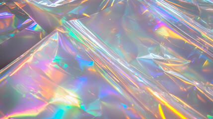 Poster - Holographic vinyl texture background with rainbow light effects for artistic design