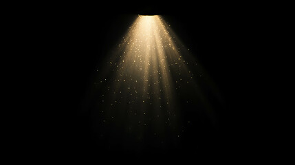 Poster - Mystical golden light beams with sparkling effects on black background for spiritual design