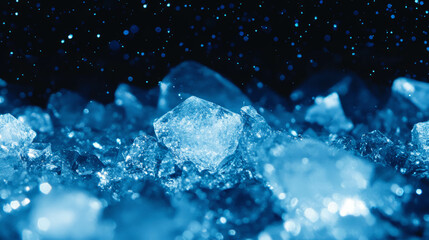 Poster - Mystical indigo smoke and ice crystal reflection background for artistic design