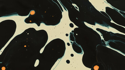 Poster - Abstract ink splatters and patterns in black and yellow for artistic design