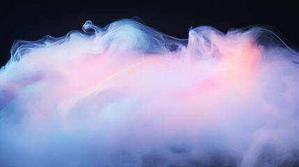 Poster - Abstract background of iridescent bubbles and dry ice vapor in soft pastel colors