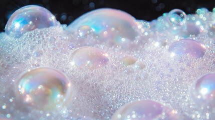 Aufkleber - Iridescent pearl texture with bubbling foam for elegant background design