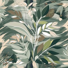 Poster - Abstract art background creative leaves and botanical line art wallpaper brush style painting for postcard wall decor print card wallpaper background vector design