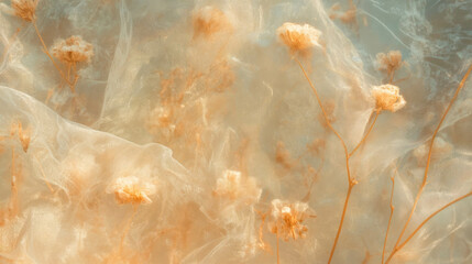Poster - Elegant lace background with delicate dried flowers and herbs for design projects