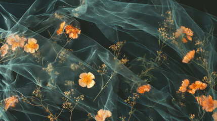 Poster - Delicate lace background with dried flowers and herbs for creative design