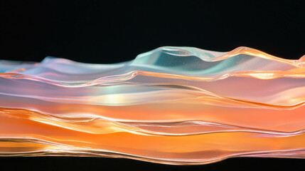 Poster - Vibrant layered glass texture with abstract colorful waves