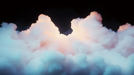 Poster - Serene sky with airy cream clouds against dark background for nature design