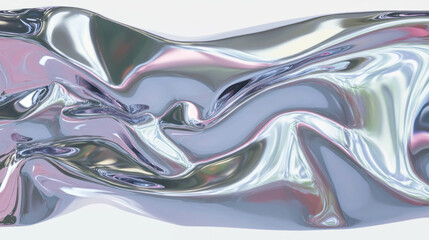 Poster - Abstract liquid chrome texture with smooth reflective surface for modern design
