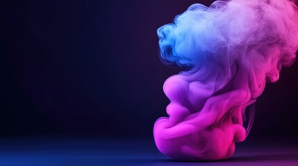 Aufkleber - Colorful swirling smoke rising on dark background with copy space