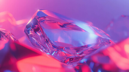 Poster - Vibrant abstract low poly crystals with neon colors for modern design
