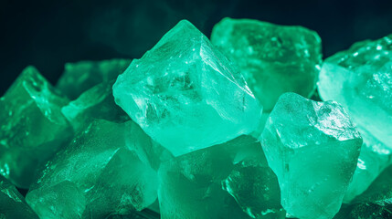 Poster - Calming mint light background featuring abstract ice cubes for relaxation theme
