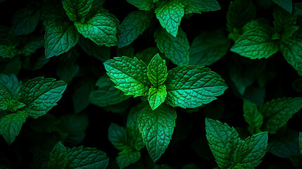 Poster - Fresh mint greenery background for natural and organic design themes