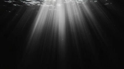 Poster - Ethereal underwater light rays creating a monochrome atmosphere