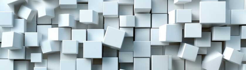 Poster - A collection of white cubes arranged in an abstract pattern on a flat surface with photo backdrop