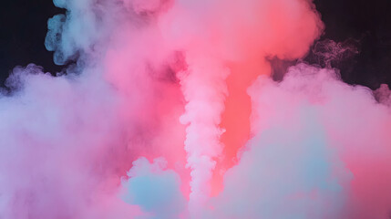 Poster - Colorful smoke plumes against dark background for creative design