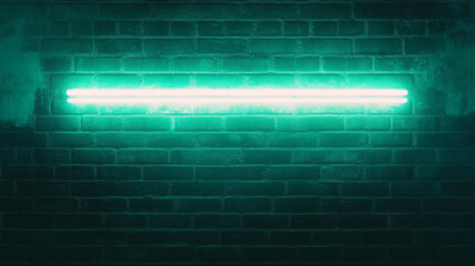 Aufkleber - Neon light glowing against dark brick wall for urban design and decor concepts
